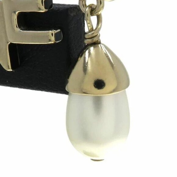 CHANEL Logos Pearl Teardrop Dangle Stud Earrings Gold Tone A22K Auth D-r009 - Picture 4 of 9